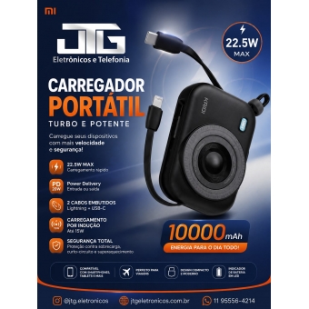 Carregador Portátil Kaidi (KD-999) 10.000mAh 22,5Watts + indução